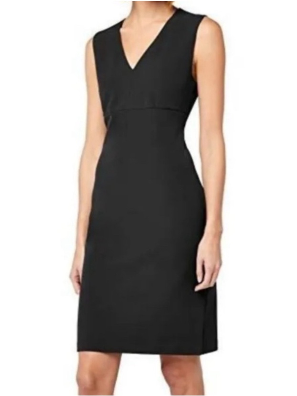 Banana Republic Sheath V Neck Sleeveless Side Zip Black Dress Women Size 0